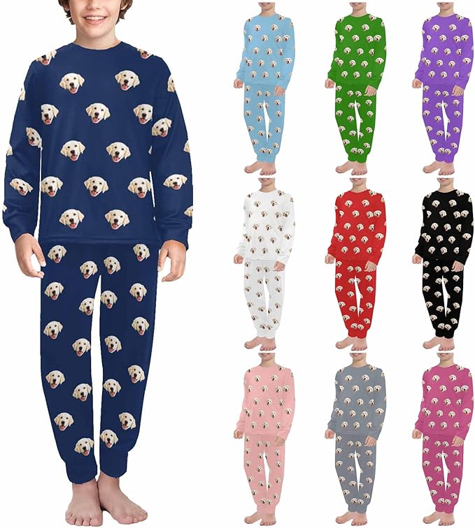 MyPupSocks Customizable Pet Lover Pajama Sets | Personalized Face Printed Sleepwear for Daughter & Son