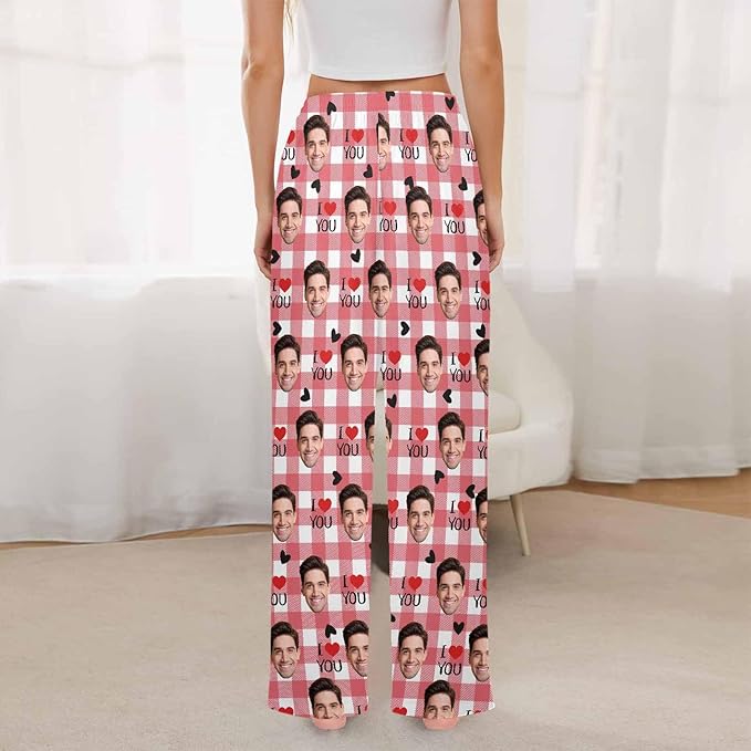 Artsadd Personalized Christmas Pajama Pants Socks for Men Custom Photo Pajama Bottoms for Men S-XXL