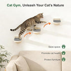 Cat Wall Shelves, 3 in 1 Cat Wall Furniture Set with Non-Slip Carpet, Wooden Wall-Mounted Kitten Climber Shelves for Jumping & Playing
