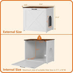 Dwanton Cat Litter Box Furniture Hidden, Cat Litter Box Enclosure, Reversible Entrance Can Be on Left or Right Side, Indoor Cabinet, Wooden Washroom, End Table, White and Rustic Brown, 23.6" L