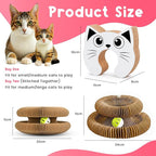 Kitty Curls Cat Toy (Large) Twisty Paws Kurlz | Magnetic Magic Organ Cat Scratcher | Interactive Cardboard with Bell Ball & Hanging Teaser | Honeycomb Design | 1 pcs Teaser 1 pcs Scratcher