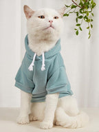 QWINEE Basic Dog Hoodie Sweatshirt Puppy Sweater Warm Cat Costumes Pet Clothes for Chihuahua Puppy Kitten Small Medium Dogs Grey and Cadet Blue X-Small