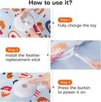 Potaroma Hide and Seek Interactive Cat Toys, Moving Concealed Wand Feather, Automatic Chargeable Indoor Kitten Exercise Kicker, Mouse Squeaky, Floral Cover