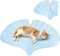 PetAmi Dog Cooling Mat, Ginkgo Leaf Shape, Reversible Cooling Nylon Blanket Soft Fleece Pet Pad for Dogs Cats, Summer All Season Use Q-Max>0.3, Small 35x40 in, Light Blue