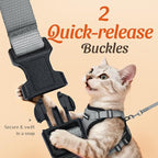 Dooradar Cat Harness and Leash Set, Escape Proof Safe Adjustable Kitten Vest Harnesses for Walking, Easy Control Soft Breathable Mesh Jacket with Reflective Strips for Cats, Grey, XXS