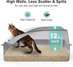 Stainless Steel Litter Box Extra Large for Big Cats and Multi-Cats | Jumbo Extra Large Metal Cat Box with High Sided Lid, Anti-Urine Leakage, Non-Stick,Include Litter Scoop