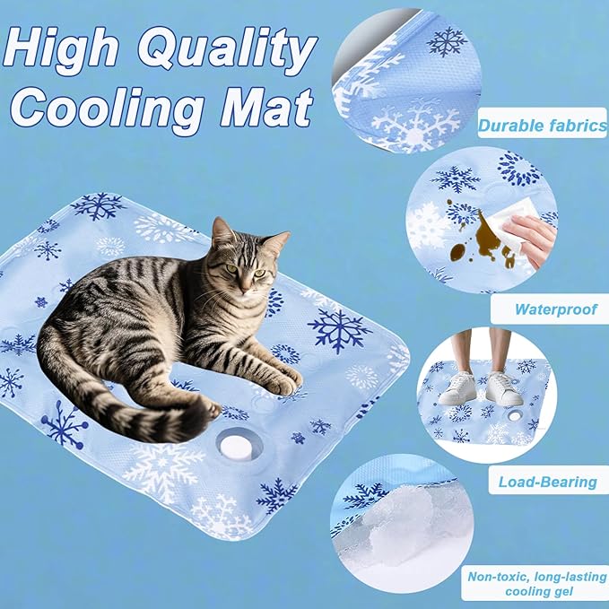 Dog Cooling Mat, Cooling Mat for Dogs & Cats, Provides Instant Relief for Small, Medium, Large Dogs, Washable, Non-Slip Design, Perfect for Hot Summer Days to Keep Pets Comfortable (S 16''*20'')