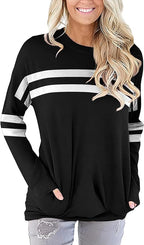 Akihoo Womens Casual Long Sleeve Tunic Tops Crew Neck Shirt Blouses