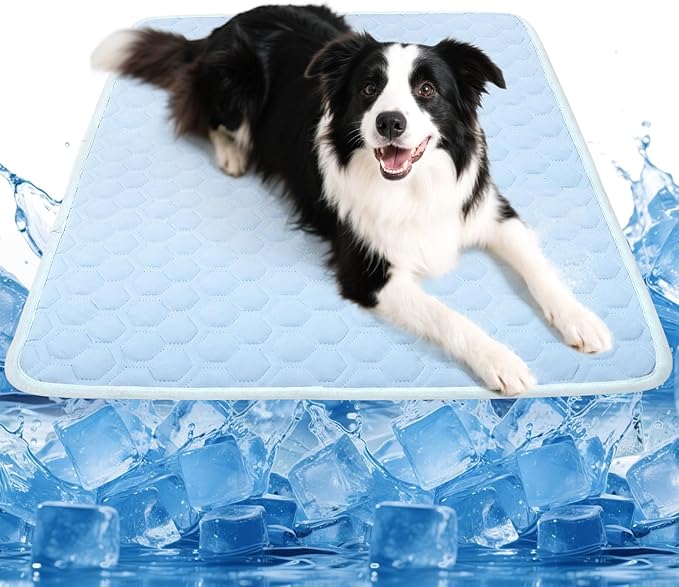 Dog Cooling Mat for Summer Self-Cooling Mat for Dogs & Cats Summer Outdoor Dog Pad Cooling Washable, Portable & Non-Toxic, High-Tech Fabric Crates, Beds, Cars (38"x27", Large)