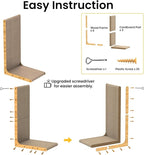 Cardboard Cat Scratcher,26 Inch L Shape Scratch Pad Wall Mounted,Vertical Scratching Board, Durable Cardboard to Protect Furniture for Indoor Cats,Wood Grain Junbo