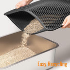 Cat Litter Mat Litter Box Mat, EVA Honeycomb Double Layer Design, Urine & Waterproof, Scatter Control Kitty Litter Mat, Less Waste, Easier To Clean,Washable, Black