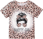 PATPAT Girls Crewneck Short Sleeve Graphic Tees Animal Print Shirts Cute Summer Outfits 5-12 Years