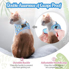 Cat Harness and Leash Escape Proof for Walking, Adjustable Soft Kitten Harness with Reflective Straps Step in Cat Vest Harness for Small Kitten and XS Dogs (Blue, M)