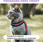 Cat Harness and Leash Set,Escape Proof Kitten Harness,Step in Adjustable Soft Lightweight,Easy Control,Reflective Strips Comfortable for Walking Travel(Pink/Black,S)