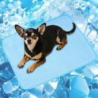 Cordless Cat Window Perch, Cats Dogs Hammock Cooling Mat, Summer Ice Silk Pad for Animal, Washable Chew-Proof Sleeping Mat(blueL)