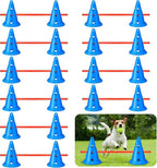 10 Sets Dog Agility Hurdle Cone Set 20 Pcs Exercise Cones with 10 Pcs Rods Adjustable Obstacle Portable Agility Training Equipment Canine Pole(Blue and Orange)