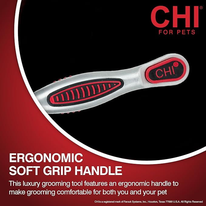CHI for Dogs Double-Sided Shedding Rake and Blade - Best Grooming Tool for All Hair Types - Safe Dematting and Deshedding Brush for Dogs - Pet Hair Removal Essential