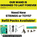 Forever Stick - The Unbreakable Cat Wand Toy, Extra Long Durable Cat String Toy for Indoor Cats, Cat Fishing Pole Toy for Bored Indoor Adult Cats, Feather String Toy On Stick Enrichment