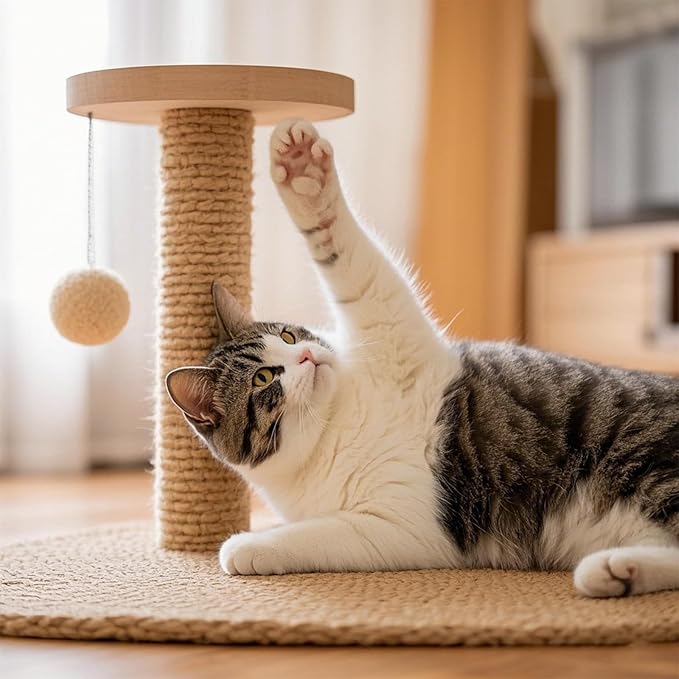 Sisal Rope for Cat Scratcher 1/4" 100 Ft Cat Tree Rope Twine for Repairing Cat Scratching Post Replacement DIY Hemp Rope for Carpet Mat Kicker House, Pet Toy, and Crafts Gardening Home Decorating