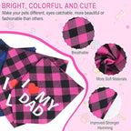 GreenJoy Cute Plaid Dog Bandana – Washable Pet Triangle Scarf for Small, Medium, Large Dogs and Cats, Adjustable Pet Accessory for Birthday, Wedding and Christmas (Pink (I Love My Dad), Medium)