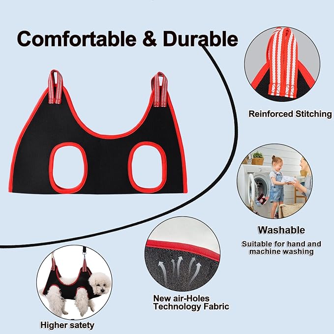 Dog Grooming Hammock Harness,Breathable Pet Cat Hammock Restraint Bag,Dog Grooming Sling Helper for Trimming Nail and Ear/Eye Care(S Size,8.5")