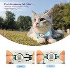 Upgraded Version - Reflective Cat Collar with Bell, Solid & Safe Collars for Cats, Nylon, Mixed Colors, Pet Collar, Breakaway Cat Collar Charms, Free Replacement, Fits Most Cats (Blue)