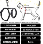 PUPTECK Adjustable Cat Harness and Leash Set Escape Proof Kitten Strap Collar for Walking Travel, Moon&Star, M