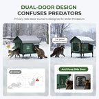 Apasiri Heated Cat House Weatherproof - Insulated Outdoor Cat Shelter with Thermostatic Heating Pad, Water Resistant 900D Oxford Feral Cat House with Anti-Peep Curtains Escape Door for Winter, Large