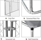 PawHut Outdoor Dog Kennel, Heavy Duty Dog Run Outdoor Fence with Waterproof Cover, Galvanized Chain Link, Secure Lock, 9.8' x 9.8' x 7.7'