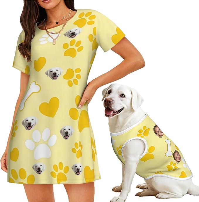 Personalized Matching Dog and Owner Clothes Separately Sold, Custom Face Nightgown for Women Dogs