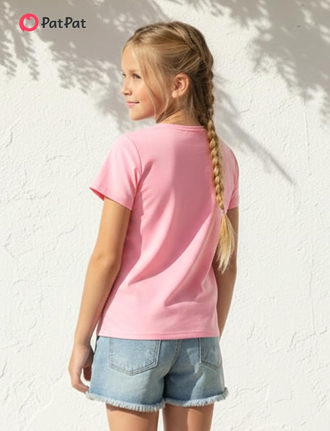 PATPAT Girls Crewneck Short Sleeve Graphic Tees Animal Print Shirts Cute Summer Outfits 5-12 Years