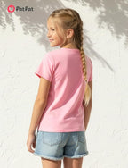 PATPAT Girls Crewneck Short Sleeve Graphic Tees Animal Print Shirts Cute Summer Outfits 5-12 Years
