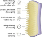 Pet Teezer Detangling Dog Grooming Brush, Dry Brush & Dog Bath Brush for Wet or Dry Fur & Light Shedding Breeds, Small, Lilac/Yellow