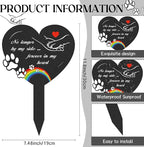 Dog Memorial Grave Stakes - Metal Pets Lover Cemetery Markers Decorations for Humans Heart Plaques Decor for Outdoor Garden Black Bridge Rainbow Personalized Sympathy Yard Remembrance Gifts
