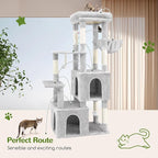 Globlazer Cat Tower for Indoor Cats, Heavy Duty Cat Trees for Large Adult Big Cats Maine Coon Cat Tree Tower with Scratching Post, Extra Large Top Perch, Cat Condos, F61, Cloud Grey, 61inch