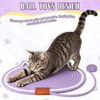 2 PC Cat Scratcher Mat - Natural Cotton Rope Oval Horizontal Scratch Pad (11''x13.7'') with Dangling Ball Toy, Cat Ear Design, Furniture Protector for Floor/Wall, Durable Handmade (Green, 2 PC)