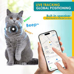 Cat Tracker, Lightweight GPS Tracker Compatible with Apple Find My App(Only iOS), Waterproof Cat Tracker Collar with Bell and Safety Elastic Buckle, No Monthly Fee Pet Trackers for Pets, Kids (Black)