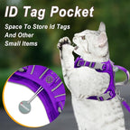 Cat Harness and Leash Set for Walking Escape Proof for Small Large cat Kitten Harness with ID tag Pocket (Purple,XXS)