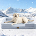 Cooling Dog Bed for Large Size Dogs, Q-Max >0.4 Summer Cool Orthopedic Foam Pet Sofa Bed with Sides, Bolster Anti-Slip Couch with Washable Removable Cover, XL 44x32x7 inch, Blue