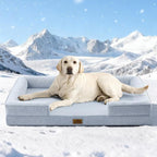 Cooling Dog Bed for Large Size Dogs, Q-Max >0.4 Summer Cool Orthopedic Foam Pet Sofa Bed with Sides, Bolster Anti-Slip Couch with Washable Removable Cover, XL 44x32x7 inch, Blue
