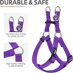 PUPTECK No Pull Dog Harness Soft Adjustable Basic Nylon Step in Puppy Vest Outdoor Walking with ID Tag and A-ir Tag Case, Purple, L
