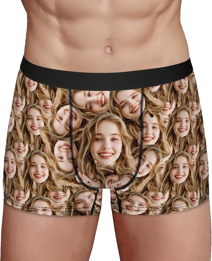 Personalized Underwear for Men with Face Custom Face Boxers Customized Boxer Briefs Funny Gifts for Him Husband Boyfriend