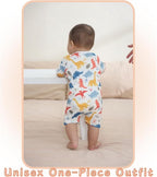 Unisex Summer Trendy 2-Pack Rompers Short Sleeve Zipped Bodysuit Infant Cotton Outfits