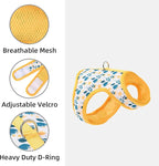 Mile High Life Dog Harness, Air Mesh Floral Vest Harness for 20 lbs Small Dogs & Cats, Easy Get on Adjustable Easy Closures Both Neck and Chest(Yellow Flower, S Chest 16"-18")