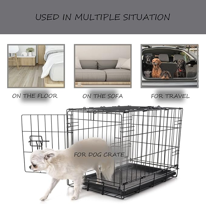 Washable Dog Bed Mat Dog Crate Pad Soft Fluffy Pet Kennel Beds Dog Sleeping Mattress for Large Jumbo Medium Small Dogs, 29 x 18 Inch, Gray