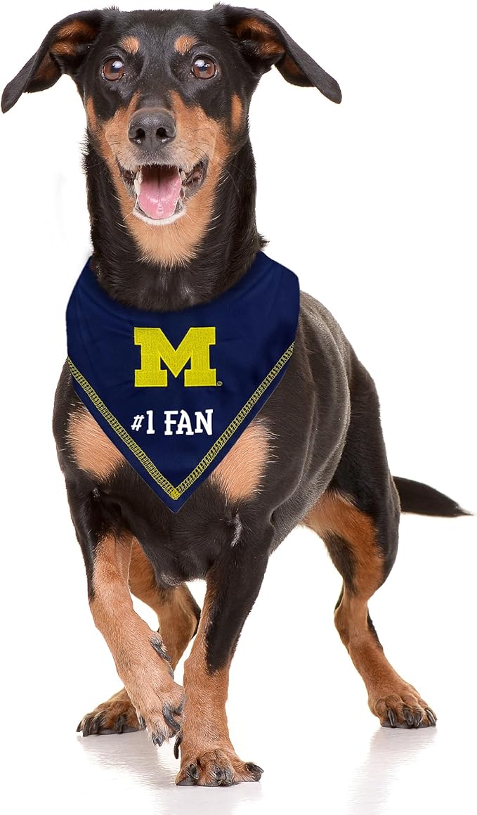 NCAA Michigan Wolverins Personalized Tie Bandana for Dogs & Cats, Size Large/X-Large. Custom Dog Bandana Scarf Bib for Pet Cat Dog. The Ultimate Game-Day & Party Customizable Bandana
