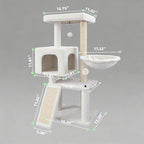 Cat Tree with Cat Condo and Hammock, Cat Tree with Scratching Posts and Scratching Pads, Cat Tower for Indoor Cats, Activity Centre Climbing Tree with Playful Toy Balls, Beige