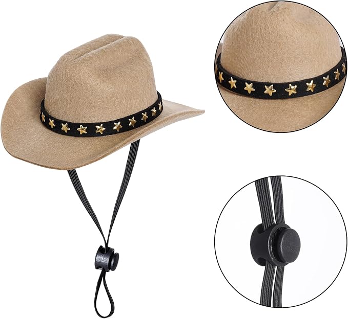 choyaxo Halloween Costumes for Dogs Cat Pet Cowboy Costume Cowboy Hat with Bandana Set for Halloween, Christmas, Holiday, Party, Cosplay (Khaki, Small)