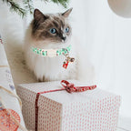 ARING PET 2 Pack Cat Collar, Christmas Breakaway Kitten Small Collars with Bells for Girl Boy Cats-Pink Reindeer Santa Claus & Green Xmas Tree