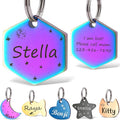 Anavia Small Size Dog Cat ID Tags, Small/XS Personalized Color Plated Stainless Steel Puppy Kitten Name Tags, Customized Engraved Nameplate Pet Collar Tag (Rainbow, Hexagon)